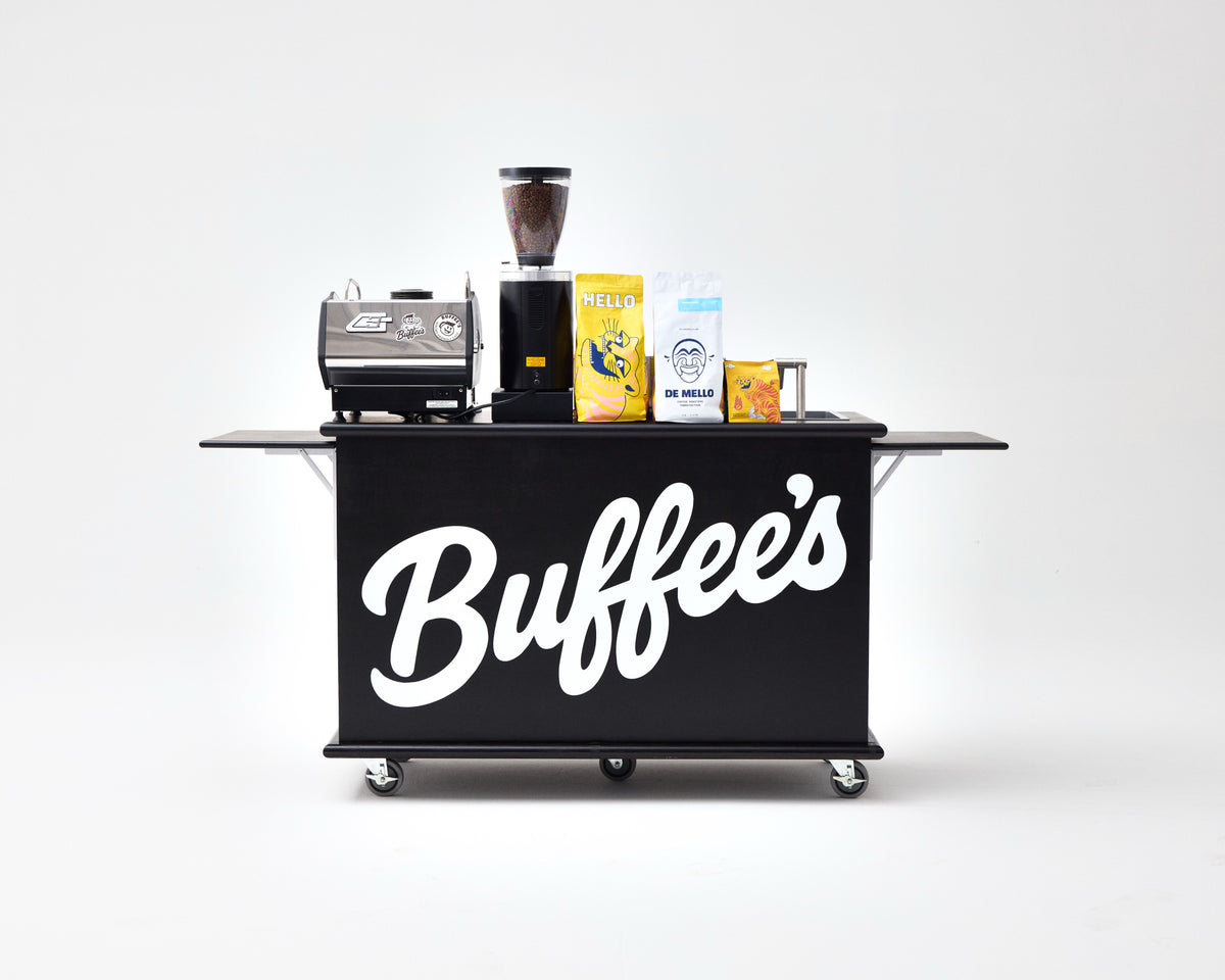 The Buffee's coffee cart, front view